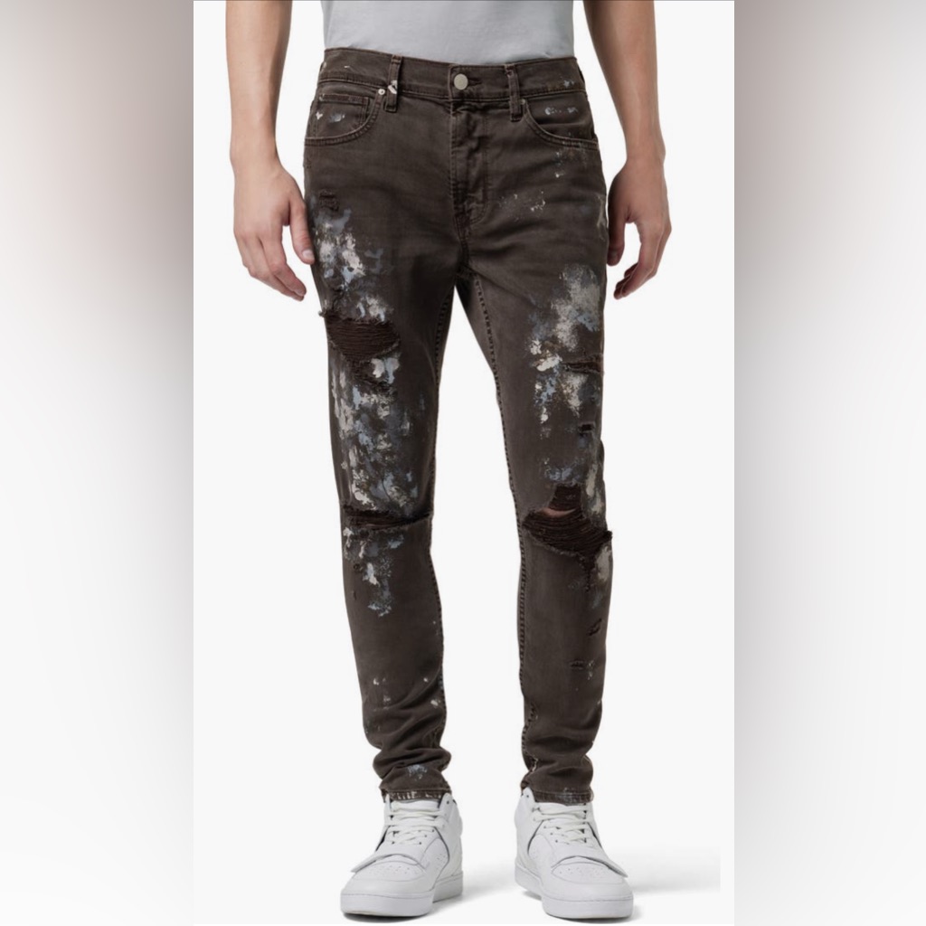 Nwt Hudson Zack Skinny Paint Splatter Jeans Blue Dusk (Black)